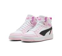 Sneaker PUMA "REBOUND V6 MID JR", Kinder, Gr. 37, puma weiß, puma schwarz, pearl pink, Synthetik, mehrfarbig, Schuhe Sneaker, knöchelhoch, retro-inspiriertes Design, mit SOFTFOAM+ Dämpfung (39840039-3