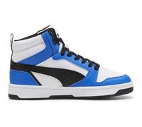 PUMA Unisex Kinder Rebound V6 Mid Jr Sneaker, Puma White Puma Black Racing Blue, 37.5 EU