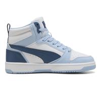 Puma Unisex Kinder Rebound V6 Mid Jr Sneaker, Puma White Dark Indigo Haute Tropic, 5 UK EU