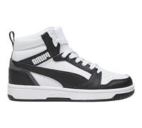 PUMA Unisex Kinder Rebound V6 Mid Jr Sneaker, Puma White Puma Black Shadow Gray, 35.5 EU