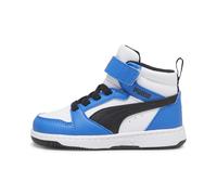 PUMA Kinder Rebound V6 Mid Sneakers 26 White Black Racing Blue ┃Sneakers in Regular Fit Unisex Kleinkinder
