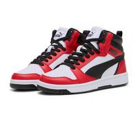 PUMA Unisex Kinder Rebound V6 Mid Jr Sneaker, Puma White Puma Black For All Time Red, 36 EU