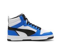 Puma Unisex Kinder Rebound V6 Mid Jr Sneaker, Puma White Puma Black Racing Blue, 37 EU