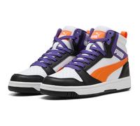 Puma Unisex Kinder Rebound V6 Mid JrSneaker, Puma Weiß Orange Glo Puma Schwarz, 6 UK