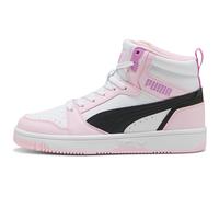 Sneaker PUMA "REBOUND V6 MID JR", Kinder, Gr. 38, puma weiß, puma schwarz, pearl pink, Synthetik, mehrfarbig, Schuhe Sneaker, knöchelhoch, retro-inspiriertes Design, mit SOFTFOAM+ Dämpfung (39840039-3