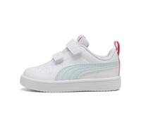Sneaker PUMA "PUMA Rickie Sneakers Kinder", Kinder, Gr. 21, weiß (weiß sea glass pinkscape blau pink), Obermaterial: Textil, Synthetik, Leder; Futter: Textil; Innensohle: Textil; Laufsohle: TR (Thermo