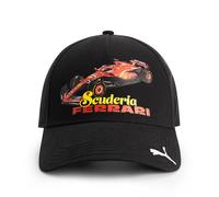 PUMA Scuderia Ferrari F1 Kappe mit Autodruck - Schwarz - Einheitsgröße | 5 Panel Grafik Cap, Grafikdruck auf der Vorderseite, Scudetto Ferrari Schild auf der Rückseite