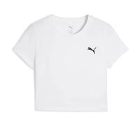 T-Shirt PUMA "WARDROBE ESS Kurzes figurbetontes T-Shirt Damen", Damen, Gr. S, weiß, Obermaterial: 5% Elasthan, 95% Baumwolle. Rippe: 20% Polyester, 80% Baumwolle, clean, slim fit, Shirts T-Shirt (3457