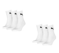 PUMA Herren Damen Short Crew Sport Socken 6P, weiss 43-46