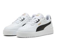 Sneaker PUMA "SHUFFLE DOWNTOWN LO JR", Damen, Gr. 36, puma weiß, puma schwarz, puma gold, Synthetik, Schuhe Sneaker, mit Schnürverschluss, mit Gummilaufsohle, innen aus Textil (22983743-36) puma weiß,