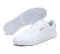 PUMA Unisex Puma Shuffle Sneaker, Puma White-Puma White-Puma Team Gold, 42.5 EU