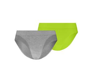 PUMA Slip "PUMA WOMEN 3D KNIT SPORT BRIEFS 2P" nahtlose Ränder für eine unsichtbare Passform (23018530-XL) grau melange, lime