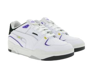 PUMA SLIPSTREAM Echtleder-Schuhe im Retro-Vibe Freizeit-Sneaker mit farbigen Akzenten Schnür-Schuhe 39326602 Weiß/Lila 42