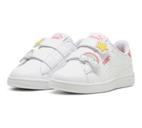 PUMA Jungen Mädchen Smash 3.0 Badges V PS Sneaker, White-Passionfruit, 28 EU