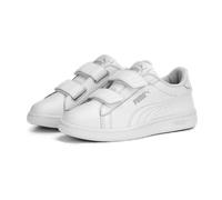 Puma Smash 3.0 Leder-Sneaker mit Klettverschluss Kinder 04 - PUMA navy/PUMA white/for all time red 33 für Kinder, weiß, Größe 34 EU / 1,5 Kids UK