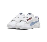 Sneaker PUMA "SMASH 30 RACING CREW V PS", Mädchen, Gr. 32, blau (puma weiß, chambray blau), Synthetik, Schuhe Sneaker (62415501-32) puma weiß, chambray blau