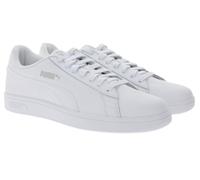 PUMA Smash V2 Freizeit-Sneaker im Tennis-Look Leder-Turnschuhe Basic-Schuhe Schnür-Schuhe 365215 07 Weiß 43