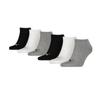 PUMA Unisex Sneakersocken, 6er Pack - Sneaker Plain ECOM 6P, Logo, einfarbig Schwarz/Weiß/Grau 39-42