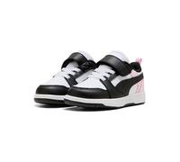 Sneaker PUMA "REBOUND V6 LO AC+ INF", Mädchen, Gr. 24, puma weiß, puma schwarz, pearl pink, Synthetik, mehrfarbig, Schuhe Sneaker, mit Klettverschluss, weiche Einlegesohle, profilierte Gummilaufsohle