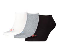 Sneakersocken PUMA "PUMA UNISEX SNEAKER PLAIN 3P", Herren, Gr. 39-42, weiß (schwarz, grau, weiß, colour), Baumwollmischung, Socken Sneakersocken, mit kleinem Logo (98158609-39) schwarz, grau, weiß, co