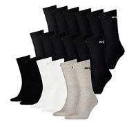 PUMA 12 Paar Socken Cush Crew Sportsocken Tennis Socken Unisex, Farbe:200 - black, Socken & Strümpfe:35-38