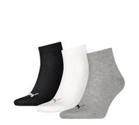 Puma Socken Plain Quarter Unisex 3er-Pack Grau/Weiß/Schwarz Größe 35/38