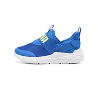 Sneaker PUMA "Soft Wired 2 SLIPTECH™ Sneakers Kinder", Kinder, Gr. 28, gelb (team royal fizzy light weiß blau gelb), Obermaterial: Synthetik, Textil; Futter: Textil; Innensohle: Textil; Laufsohle: Syn