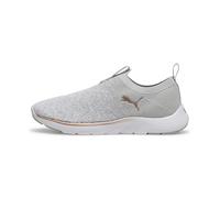 Trainingsschuh PUMA "Softride Premier Slip-On Strick-Laufschuhe Damen", Damen, Gr. 35,5, rosa (ash gray weiß rose gold metallic), Obermaterial: Synthetik, Textil; Futter: Textil; Innensohle: Textil; L