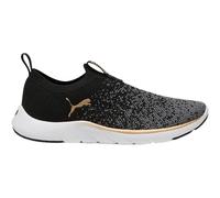 Puma Laufschuhe Softride Remi Slip-On Knit Damen Schwarz/Gold/Dunkelgrau 36 EU