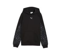 Kapuzensweatshirt PUMA "SPORT ANIMAL HOODIE FL G", Mädchen, Gr. 152, schwarz (puma schwarz), Fleece, Obermaterial: 68% Baumwolle, 32% Polyester, bedruckt, regular fit normal, angesetztes Bündchen, Swe