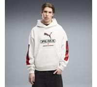 Hoodie PUMA "PUMA Sport Boxy Graphic Fleece Hoodie Herren", Herren, Gr. M, weiß glow heather, Obermaterial: 34% Polyester, 66% Baumwolle. Seitentasche - Oben: 100% Baumwolle, relaxed fit, Sweatshirts 