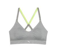 Sport-Bustier PUMA "PUMA WOMEN 3D KNIT SPORT TRIANGLE TOP 1P", Damen, Gr. M, N-Gr, grau melange, Single Jersey, Obermaterial: 65% Polyamid, 24% Polyester, 11% Elasthan, BHs, wendbare und verstellbare