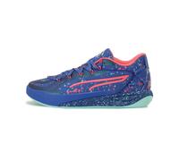 Sneaker PUMA "Stewie 4 Night Vision Basketballschuhe Damen", Gr. 39, vivid blau electric peppermint grün, Obermaterial: Synthetik; Futter: Textil; Laufsohle: Gummi, Schuhe (68291266-39) vivid blau ele