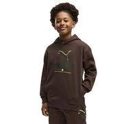 Kapuzensweatshirt PUMA "STREET RELAXED HOODIE FL B", Jungen, Gr. 164, braun (chocolate fondue), Fleece, Obermaterial: 66% Baumwolle, 34% Polyester, bedruckt, relaxed fit normal, angesetztes Bündchen,