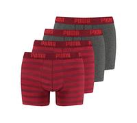 PUMA Striped Herren Boxershorts Retroshorts im 2x2er Pack (S, Rot/Grau (072))