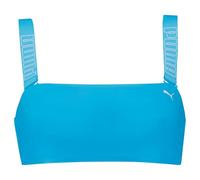 Bandeau-Bikini-Top PUMA "PUMA SWIM WOMEN BANDEAU TOP", Damen, Gr. S, N-Gr, luminous blau, Obermaterial: 80% Polyamid, 20% Elasthan, Bikini-Oberteile, breite, verstellbare Träger mit Logoschriftzug (85