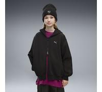 Sweatjacke PUMA "T7 Midnight Shadow Oversized Jacke mit Reißverschluss Mädchen", Mädchen, Gr. 164, schwarz, Obermaterial: 100% Baumwolle. Kapuzenfutter: 100% Baumwolle. Rippe: 97% Baumwolle, 3% Elasth