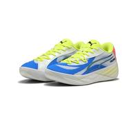 Puma Hallen-Indoorschuhe All-Pro Nitro (Basketball) 2025 weiss/blau/gelb Herren, Größe Euro (US) 42,5 (9,5)