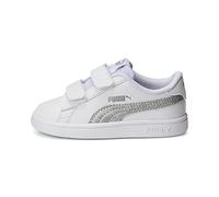 PUMA Unisex Baby Smash V2 Metallics V INF Sneaker, White-Glacial Gray Silver, 23 EU