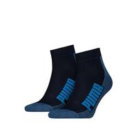 Puma Unisex Socken BWT CUSHIONED Quarter gepolstert 2er-Pack Navy/Grey/Strong Blue 43-46