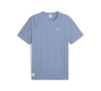 T-Shirt PUMA "CLASS STRIPED TEE", Herren, Gr. M, blau (cool blau), Jersey, Obermaterial: 100% Baumwolle, gestreift, sportlich, regular fit normal, Rundhals, Kurzarm, Shirts (59354346-M) cool blau