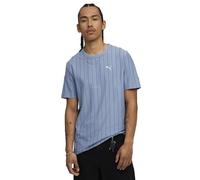 T-Shirt PUMA "CLASS STRIPED TEE", Herren, Gr. L, blau (cool blau), Jersey, Obermaterial: 100% Baumwolle, gestreift, sportlich, regular fit normal, Rundhals, Kurzarm, Shirts (59354346-L) cool blau
