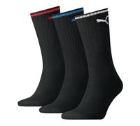 PUMA Unisex Sport-Socken, Vorteilspack - Sport Crew Stripe, Tennissocken, Streifen Schwarz 35-38 3er Pack (1x3P)