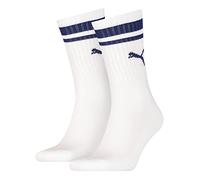 Puma Crew-Socken Heritage Stripe 2er-Pack Weiß/Blau Gr. 43/46