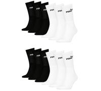PUMA Unisex Crew Tennissocken Sportsocken Socken für Damen Herren 12 Paar, Farbe:004 - White/Black, Socken & Strümpfe:43-46