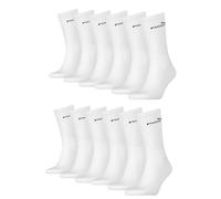PUMA Unisex Crew Tennissocken Sportsocken Socken für Damen Herren 12 Paar, Farbe:300 - white, Socken & Strümpfe:35-38