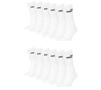 PUMA Unisex Crew Tennissocken Sportsocken Socken für Damen Herren 12 Paar, Farbe:300 - white, Socken & Strümpfe:35-38