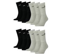 PUMA Unisex Crew Tennissocken Sportsocken Socken für Damen Herren 18 Paar, Farbe:666 - black/grey, Socken & Strümpfe:43-46