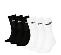 PUMA Unisex Crew Tennissocken Sportsocken Socken für Damen Herren 6 Paar, Farbe:004 - Black/White, Socken & Strümpfe:39-42