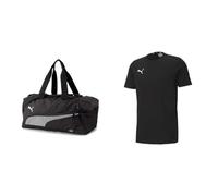 PUMA Unisex-Erwachsene Fundamentals Sporttasche, Einheitsgröße 40 x 21 x 22 cm & Herren Teamgoal 23 Casuals Tee T-Shirt, Puma Black, L EU